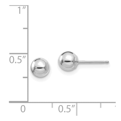 14k White Gold Polished 5mm Ball Stud Earrings Gift for Women