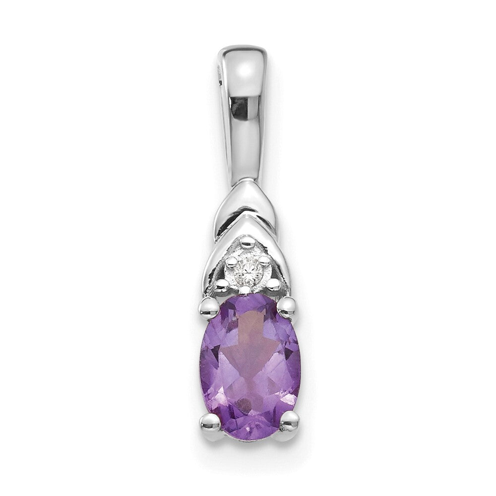 14k White Gold Amethyst and Diamond Pendant for Women