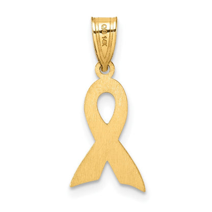 14k Yellow Gold Small Yellow Enameled Awareness Ribbon Charm Pendant for Women