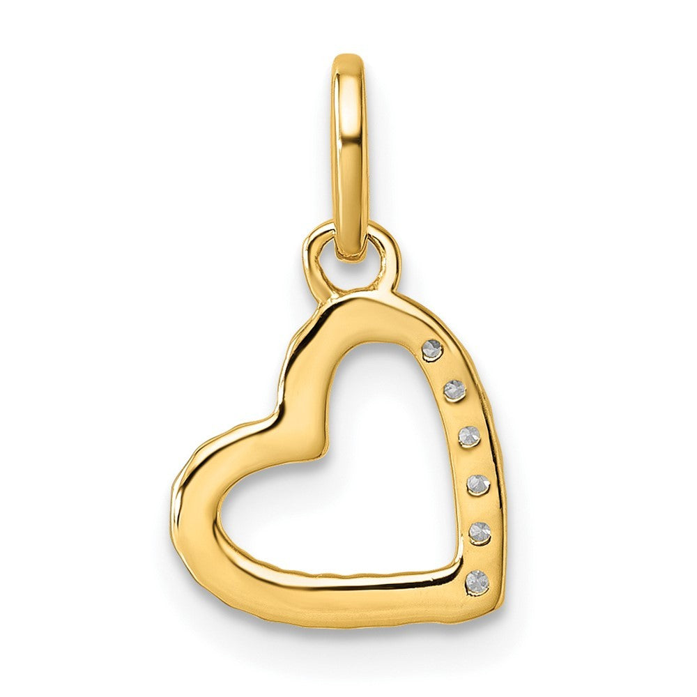 14k Yellow Gold Polished Diamond Twisted Heart Pendant