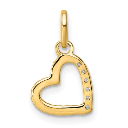 14k Yellow Gold Polished Diamond Twisted Heart Pendant
