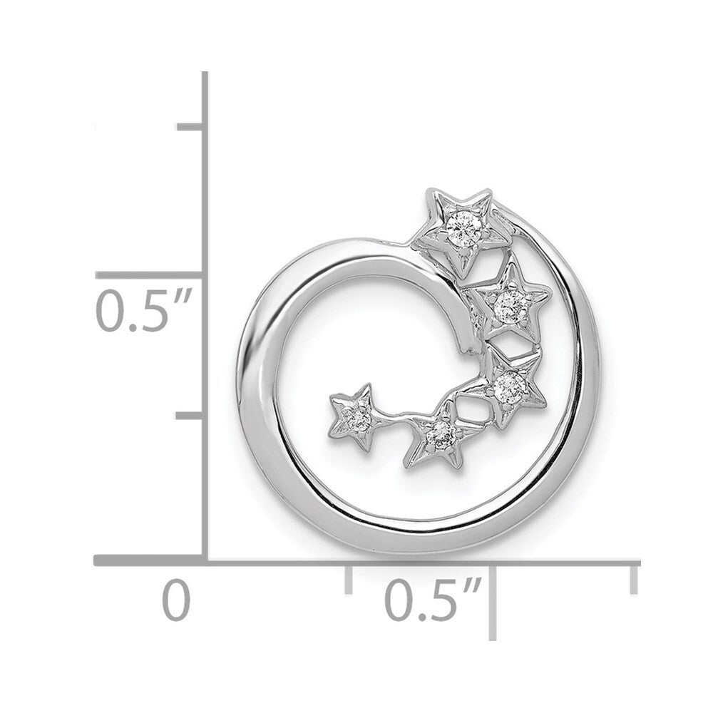 14k White Gold Diamond Stars Chain Slide Pendant for Women
