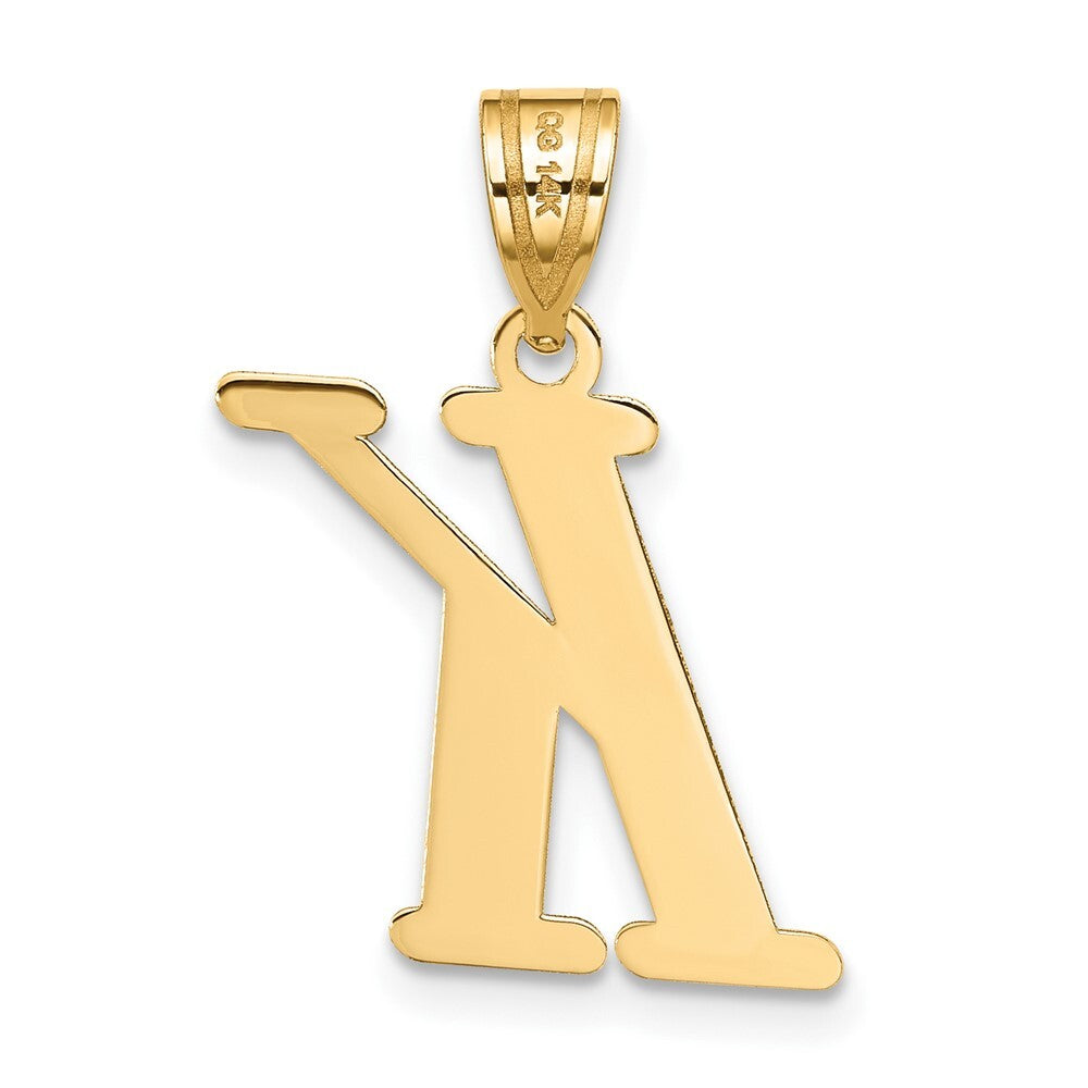 14k Yellow Gold Polished Letter K Initial Pendant for Women