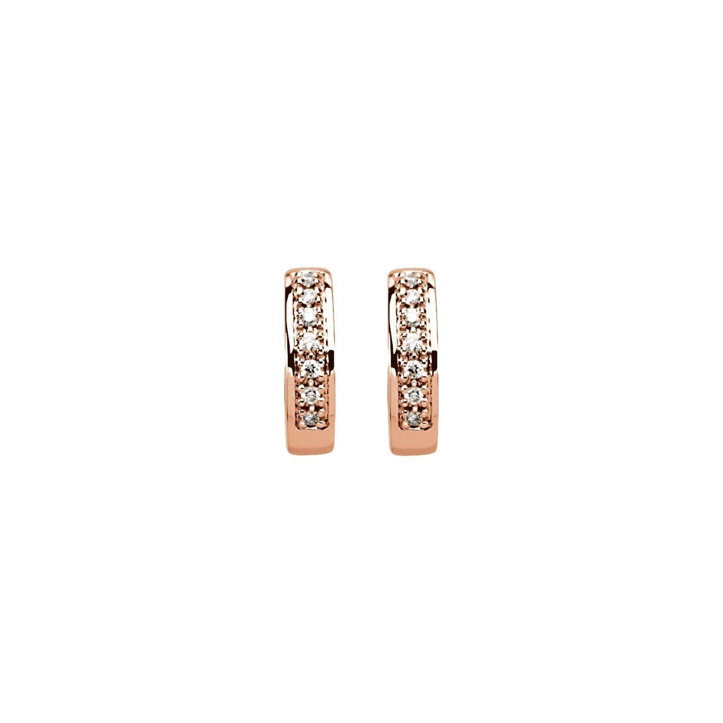 14k Rose Gold 1/6 CTW Natural Diamond 12.1 mm Hoop Earrings Gift for Women