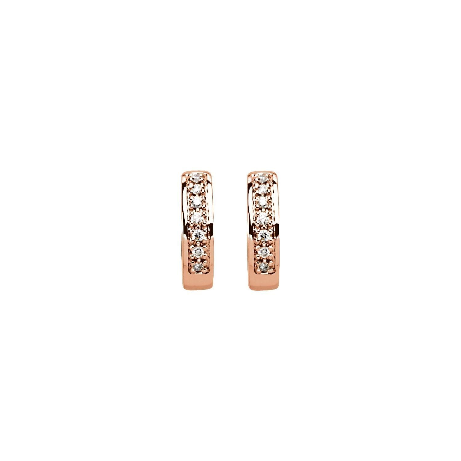 14k Rose Gold 1/6 CTW Natural Diamond 12.1 mm Hoop Earrings Gift for Women