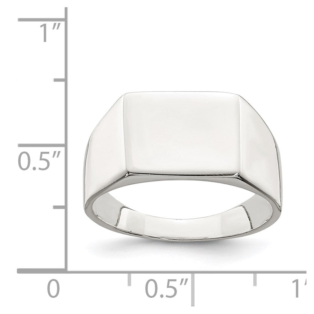 Sterling Silver 9x11mm Solid Back Signet Ring Size 8