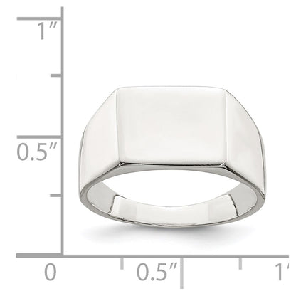 Sterling Silver 9x11mm Solid Back Signet Ring Size 8