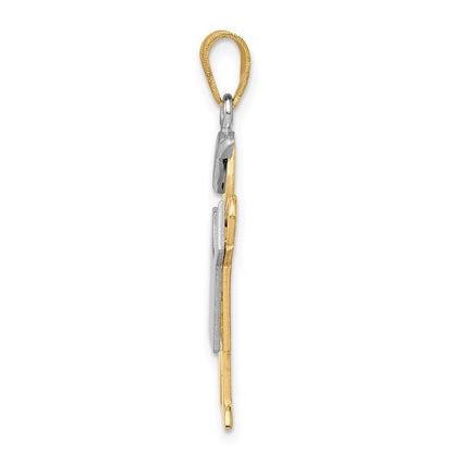 14k Two-Tone Gold Large Boy with Hat on Left Engravable Charm