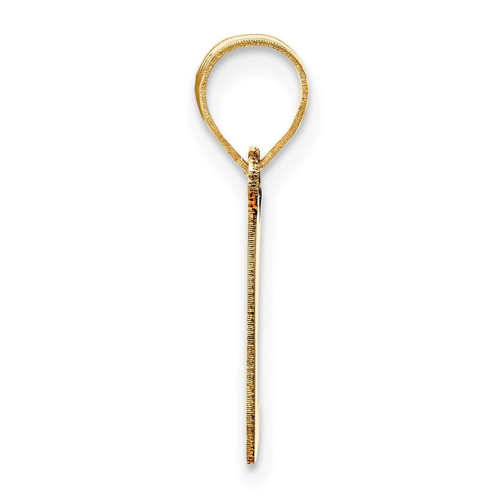 14k Yellow Gold Polished Script Letter L Initial Pendant for Women