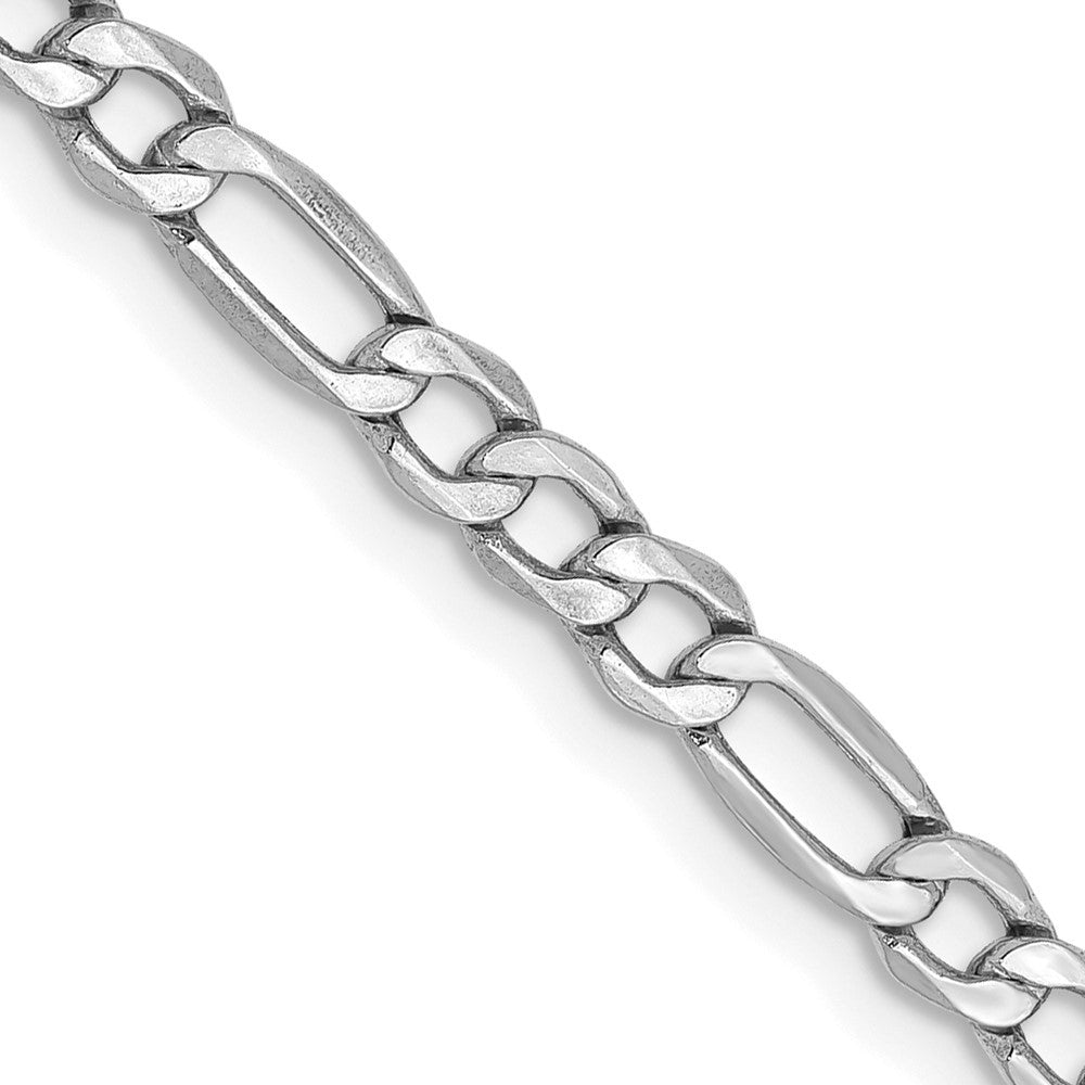 14K White Gold 16 inch 3.5mm Semi-Solid Figaro Chain Necklace