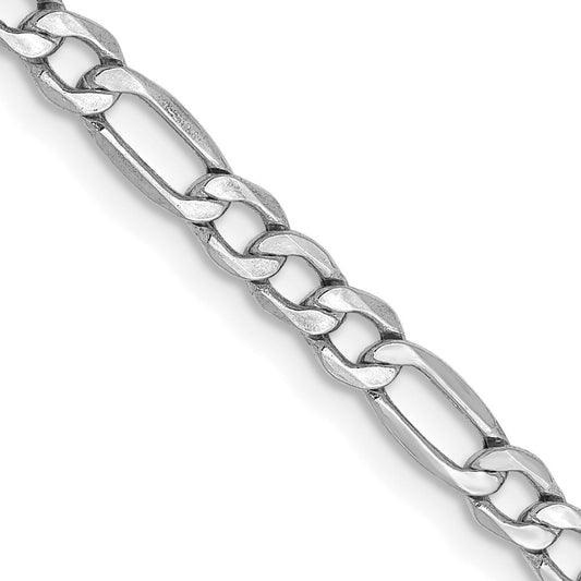 14K White Gold 16 inch 3.5mm Semi-Solid Figaro Chain Necklace