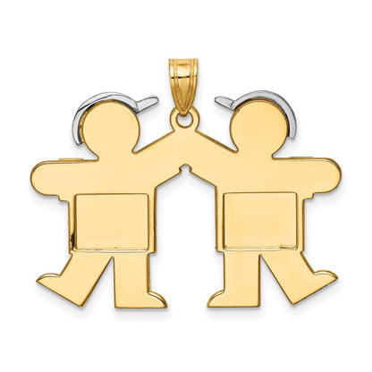 14k Two-Tone Gold Large Double Boys Engravable Charm