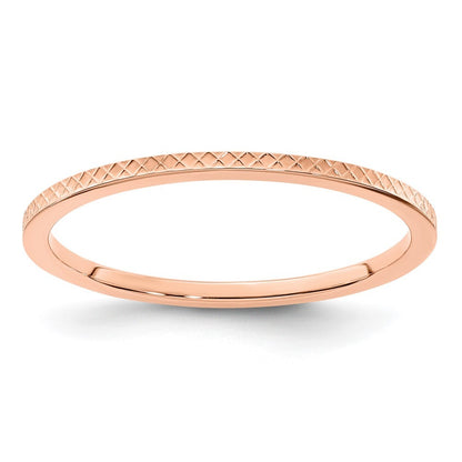 14K Rose Gold 1.2mm Criss-Cross Pattern Stackable Band Ring Size 7
