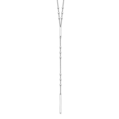 Sterling Silver Rhod-plated Beads Vertical Bar Y-Necklace
