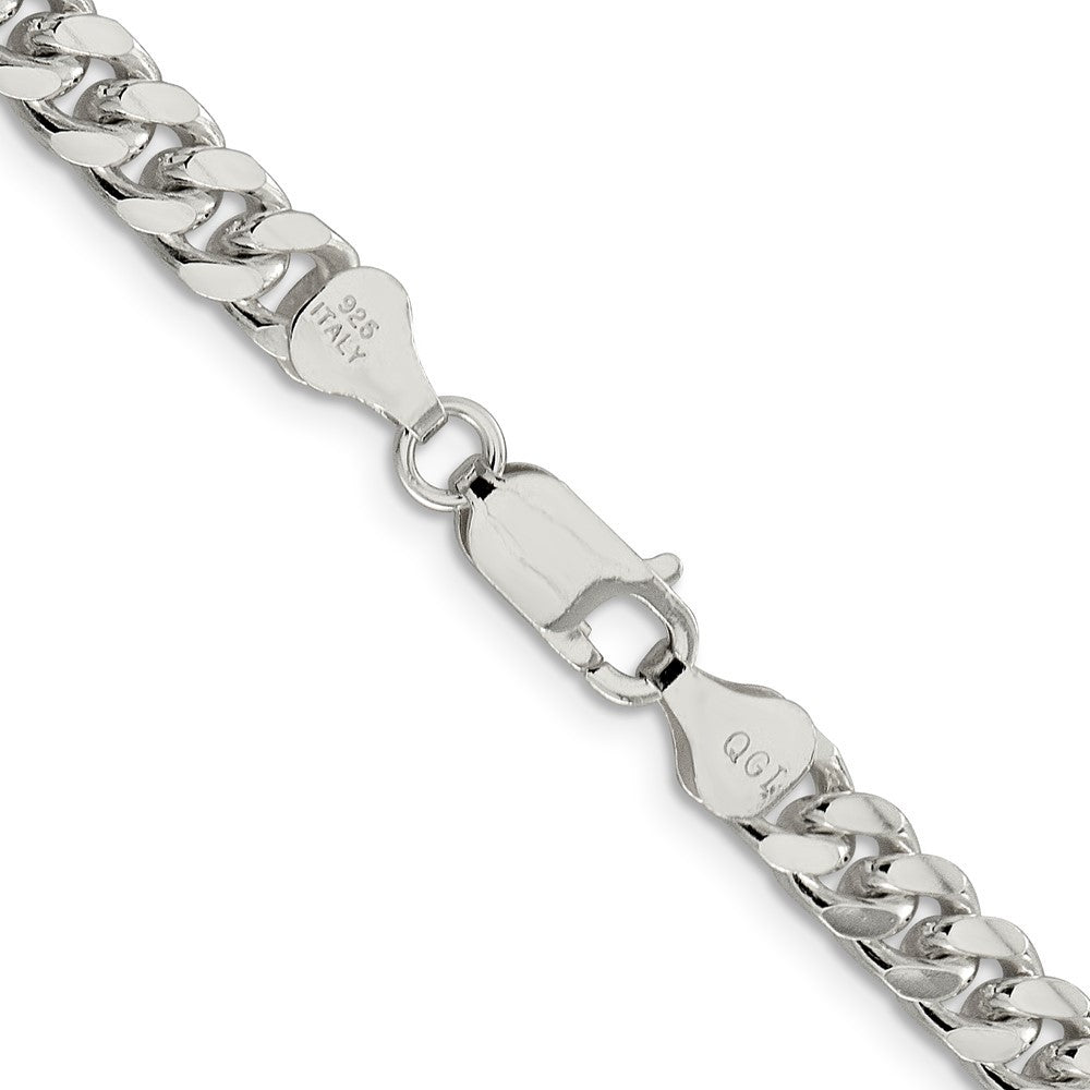 Sterling Silver 6mm Domed w/ Side Diamond-Cut Curb Chain Necklace