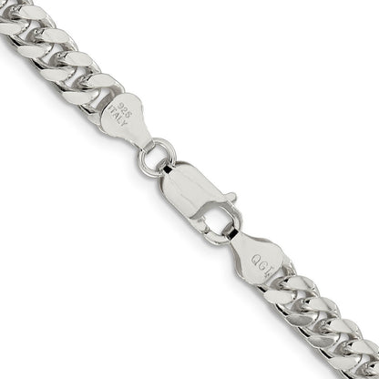 Sterling Silver 6mm Domed w/ Side Diamond-Cut Curb Chain Necklace