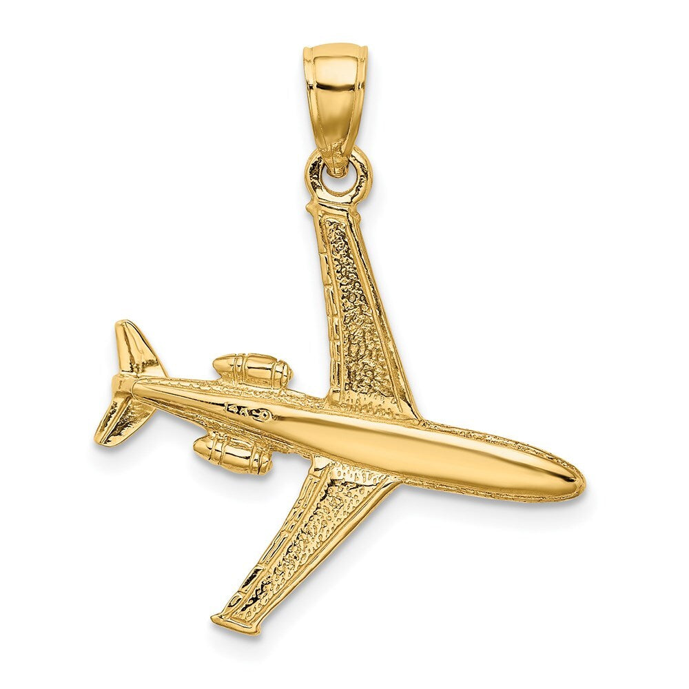 14k Yellow Gold 3-D Jet Charm Pendant for Women