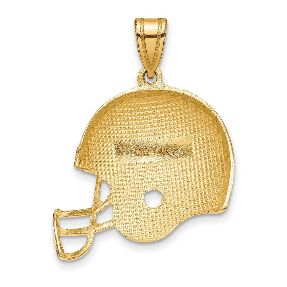 14k Yellow Gold Polished Football Helmet Pendant for Women