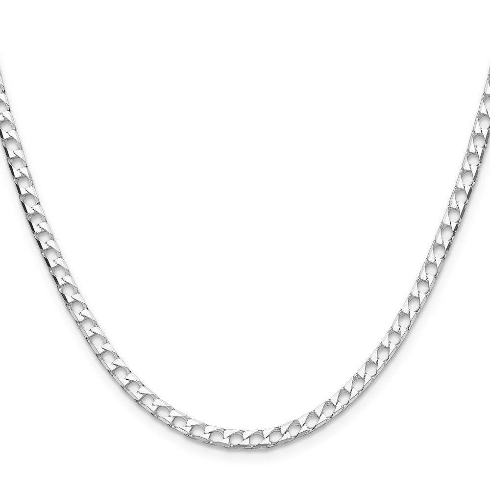 Sterling Silver 3.25mm Diamond-Cut Square Curb Chain Necklace