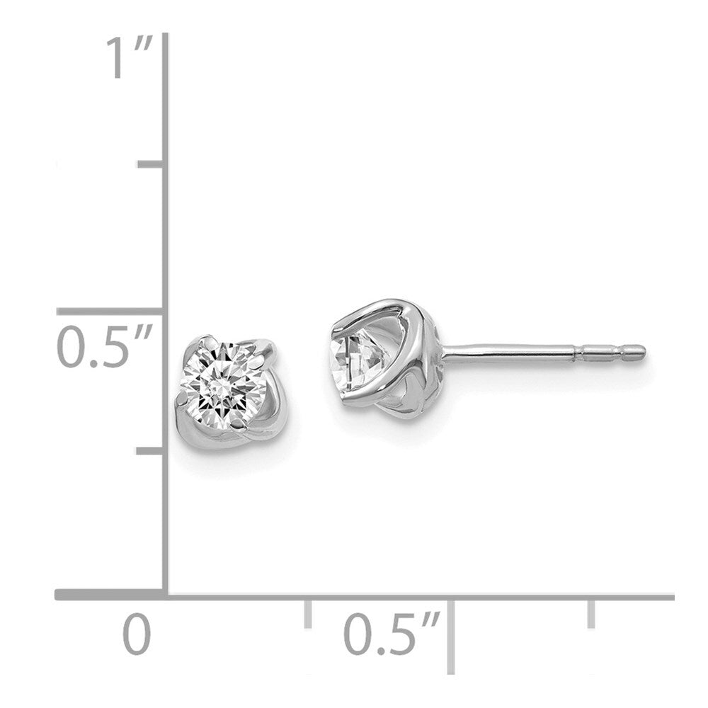 14k White Gold Fancy Twist Diamond Stud Earrings