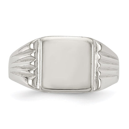 Sterling Silver 11x11mm Open Back Signet Ring Size 9