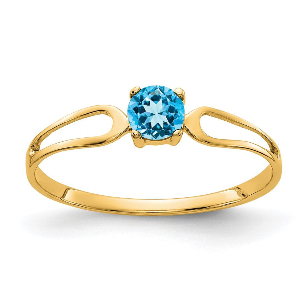 14k Yellow Gold 4mm Blue Topaz ring