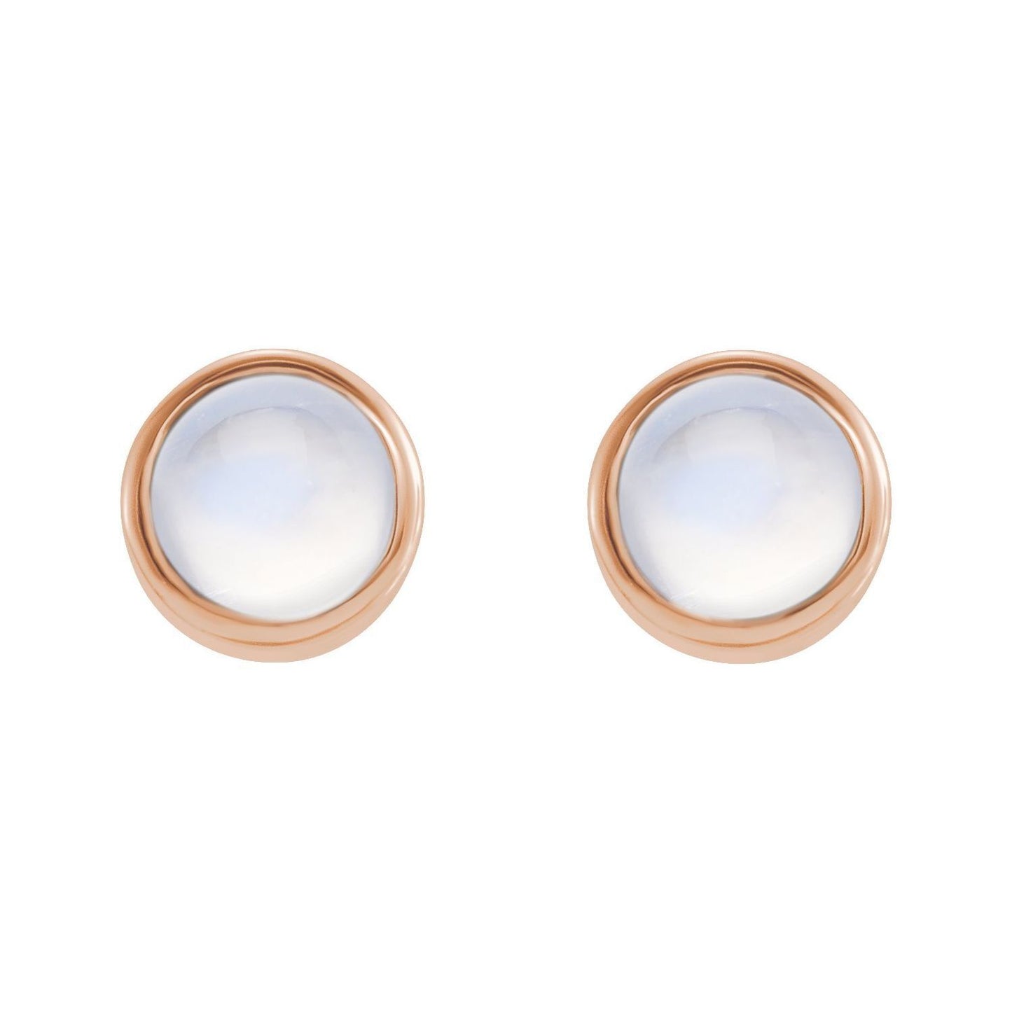 14k Rose Gold Natural Rainbow Moonstone Bezel-Set Earring Fine Jewelry for Women