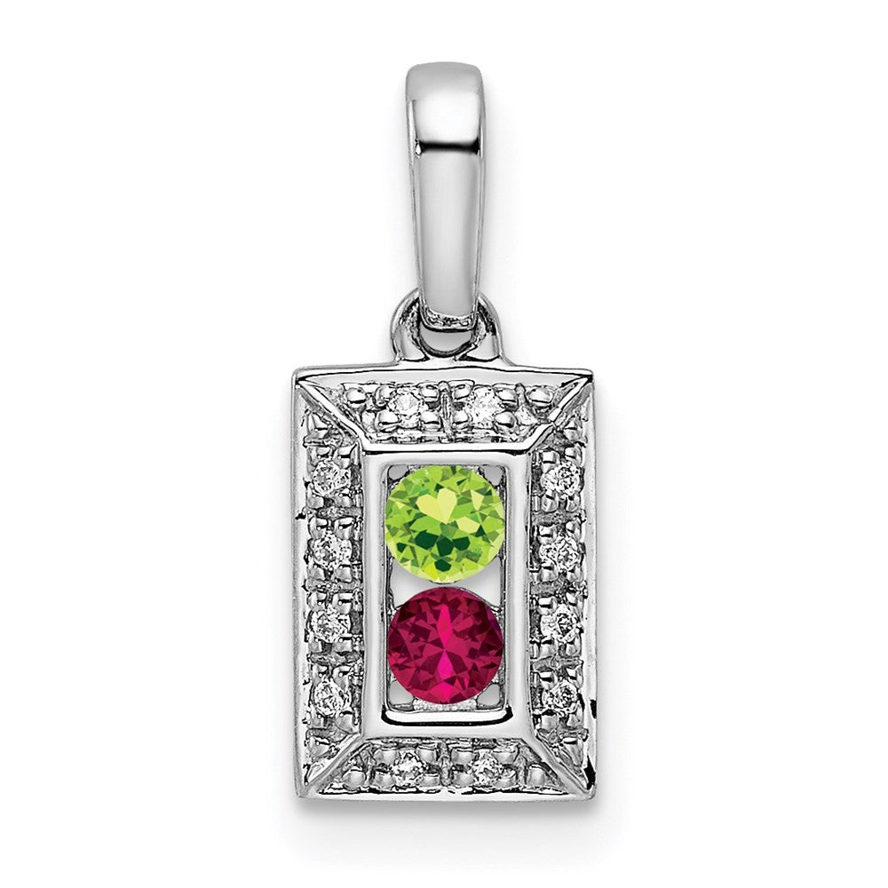 14K White Gold Family Jewelry Diamond Semi-Set Pendant
