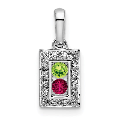 14K White Gold Family Jewelry Diamond Semi-Set Pendant