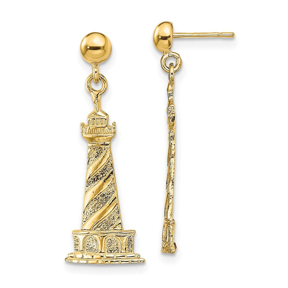 14k Yellow Gold Cape Hatteras Lighthouse Earrings