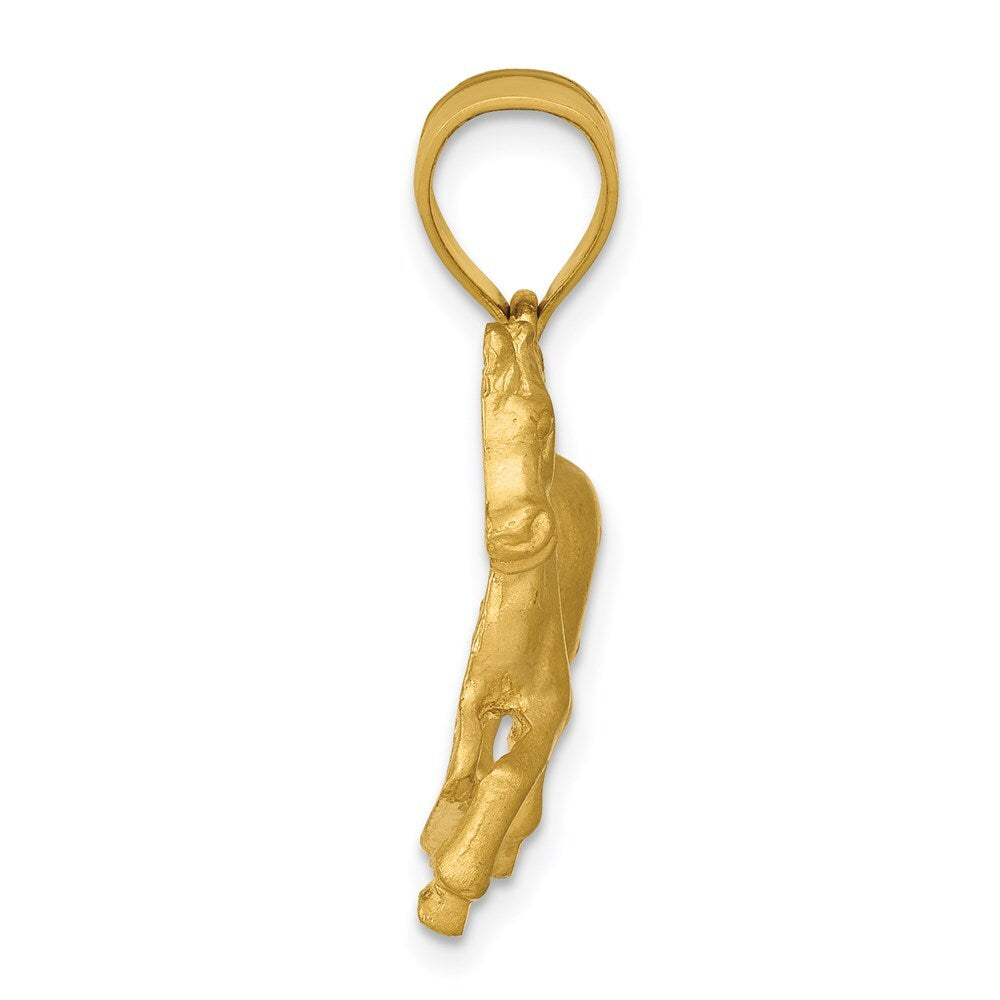 14k Yellow Gold Diamond-cut Horse Pendant for Women