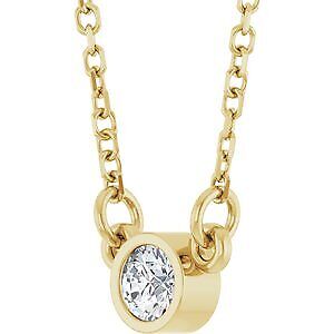 14k Yellow Gold Stuller Lab-Grown Moissanite Solitaire 18" Necklace