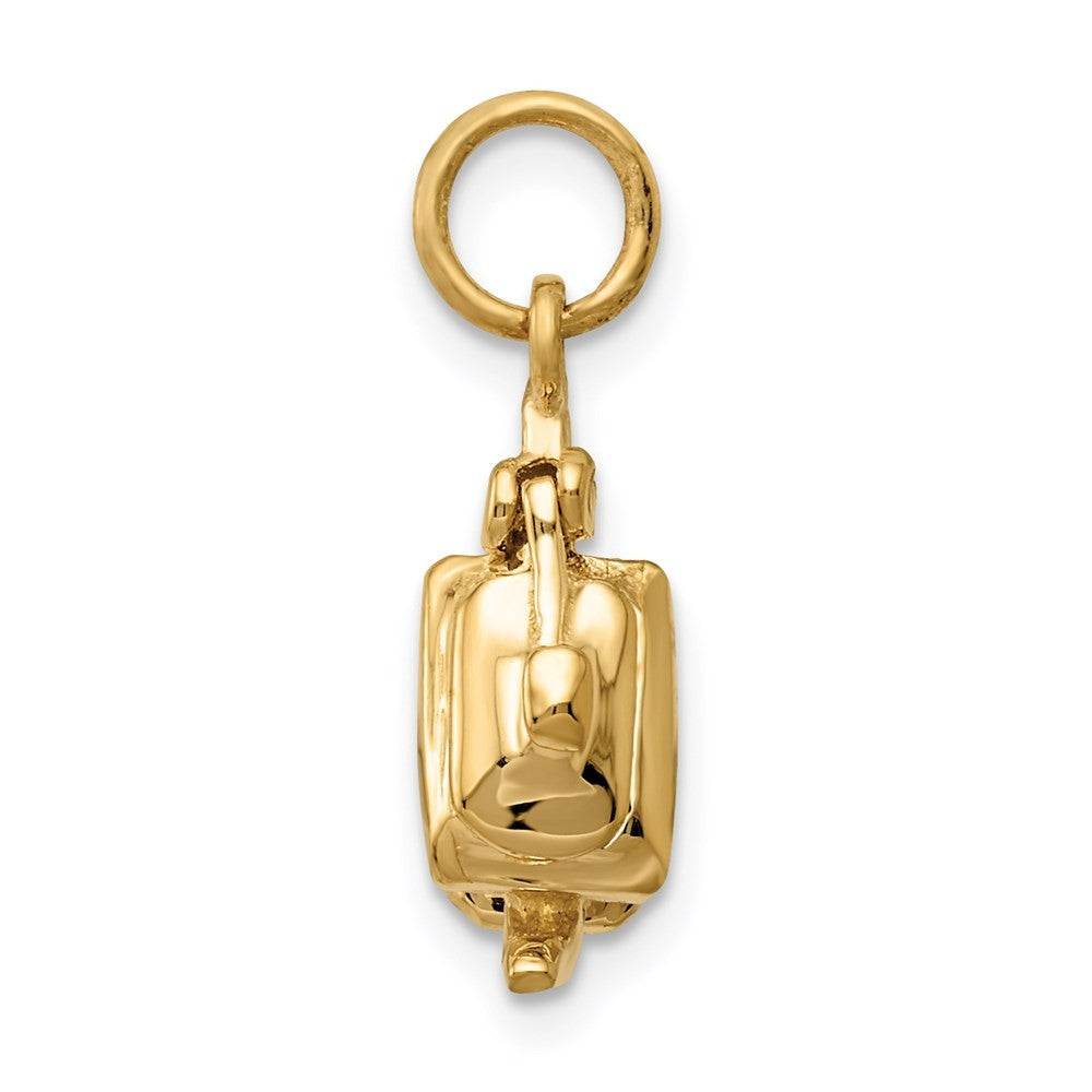 14k Yellow Gold 3-D Tea Pot Lid Opens Charm Pendant