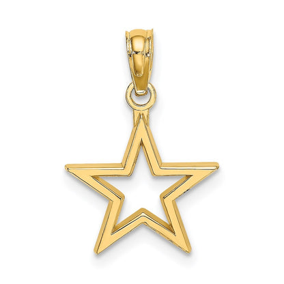14k Yellow Gold Cut-out Star Charm Pendant