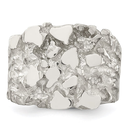 Sterling Silver Men's Nugget Ring Size 11