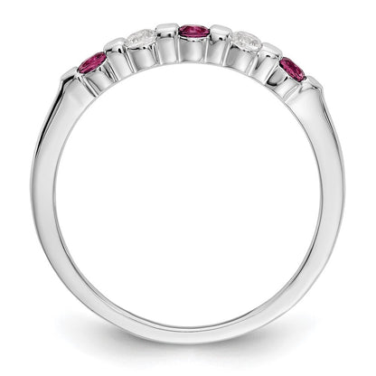 14k White Gold 1/10 carat Diamond and Ruby Complete Band Size 7