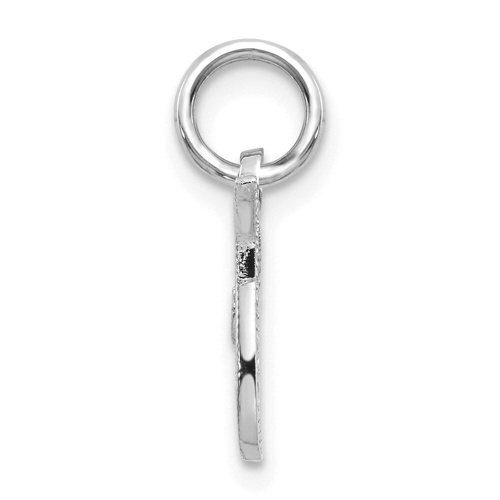 14k White Gold Casted Script Letter T Initial Charm Pendant for Women