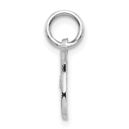 14k White Gold Casted Script Letter T Initial Charm Pendant for Women