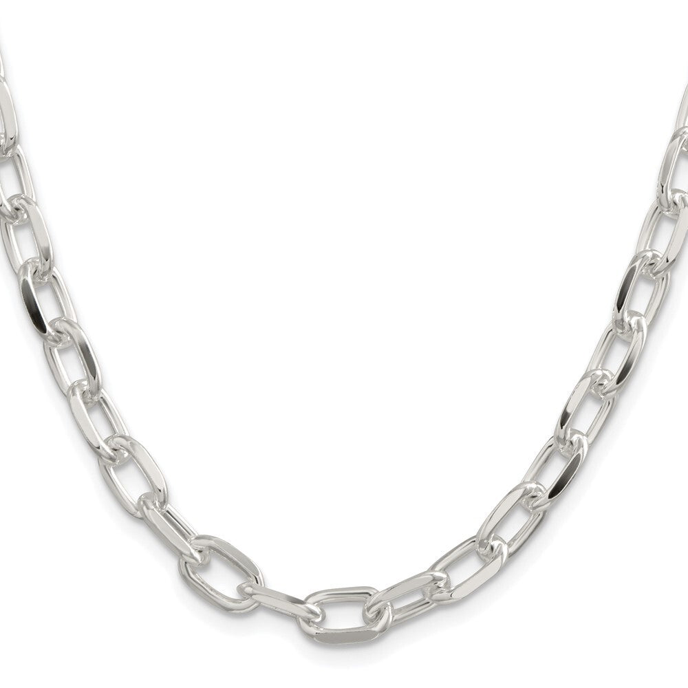 Sterling Silver Rhodium-plated 7.5mm Diamond-cut Long Link Cable Chain