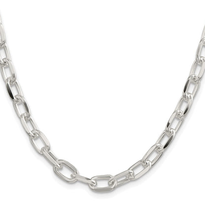 Sterling Silver Rhodium-plated 7.5mm Diamond-cut Long Link Cable Chain