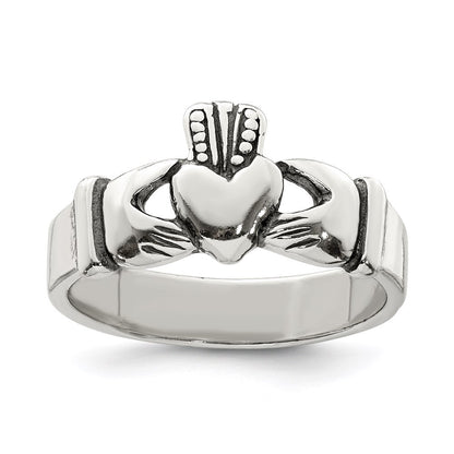 Sterling Silver Antiqued Claddagh Ring Size 11