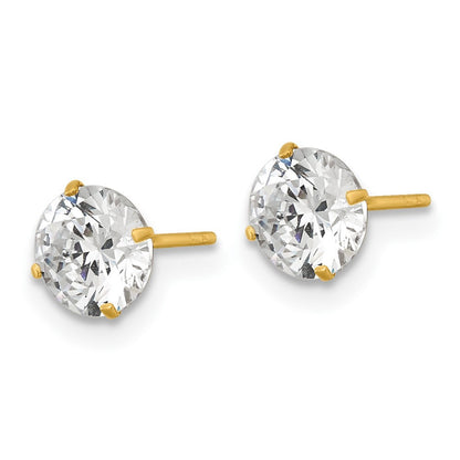 14k Yellow Gold Polished 6.00mm Round CZ Stud Earrings