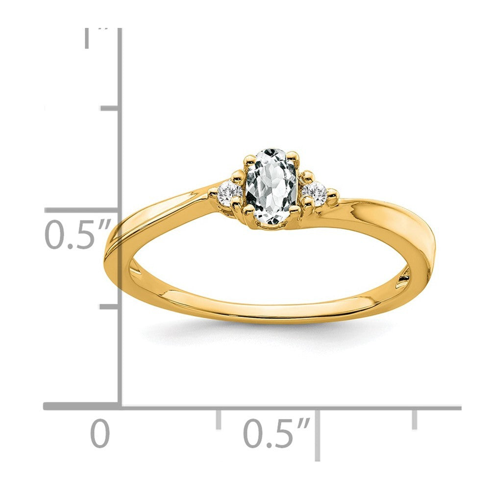 14k Yellow Gold White Topaz and Diamond Ring
