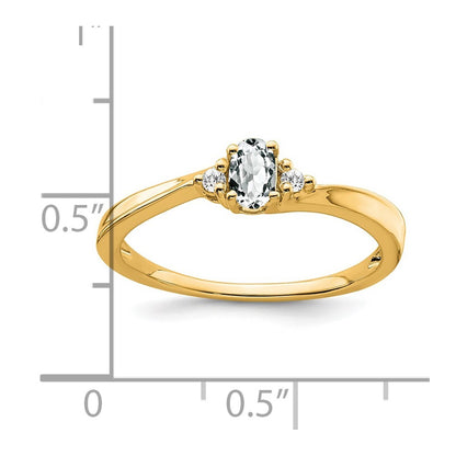 14k Yellow Gold White Topaz and Diamond Ring