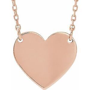 14k Rose Gold Engravable Heart 16-18" Necklace for Women