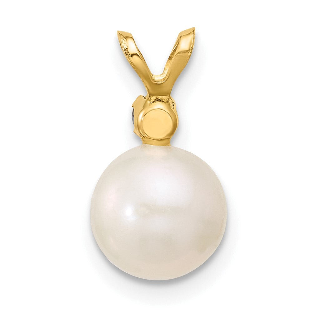 14k Yellow Gold 7-7.5mm Freshwater Cultured Pearl & Tanzanite Pendant