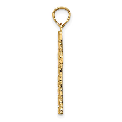 14k Yellow Gold Nugget Cross Pendant