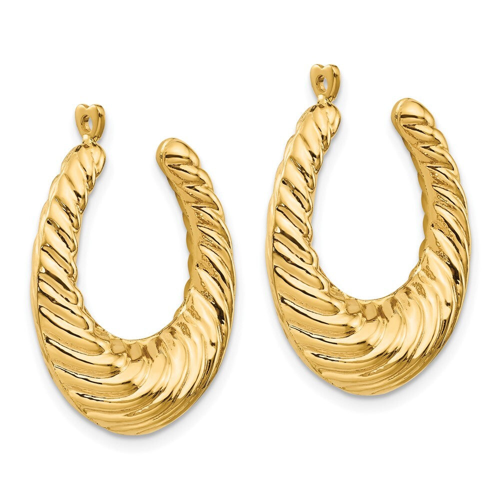 14k Yellow Gold Polished Twisted Hollow Hoop Earring Jackets