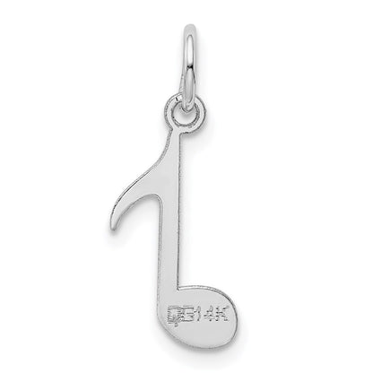 14k White Gold Polished Musical Note Charm Pendant for Women