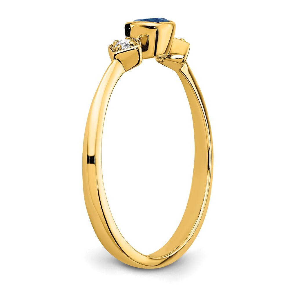 14K Yellow Gold Sapphire and Diamond Ring Size 7